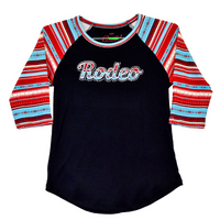Youth Girl's Cowgirl Hardware Red "Rodeo" Raglan 3/4 Sleeve Top from Cowboy Hardware