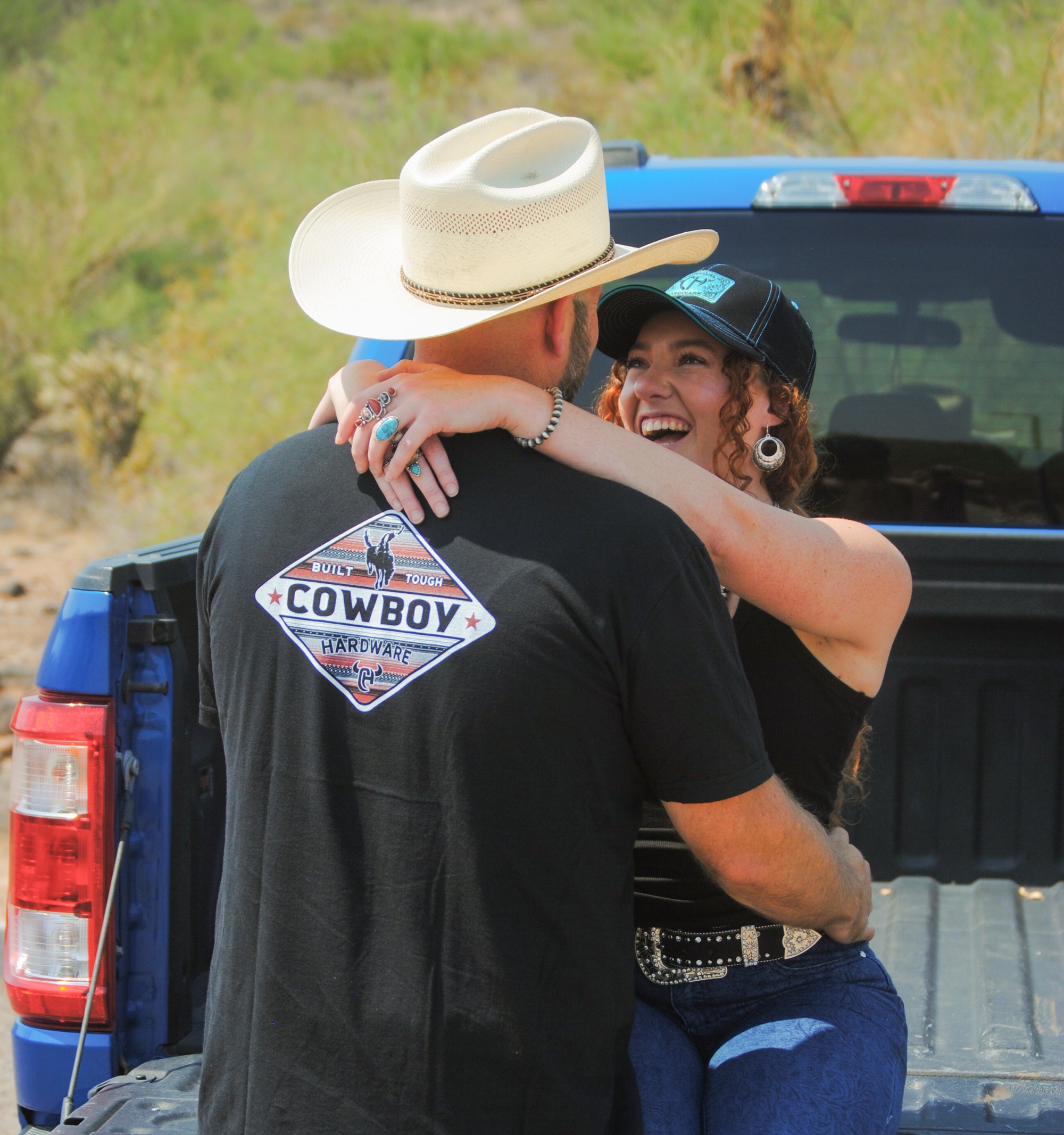 Back view of Cowboy Hardware "Built Tough" T-shirt
