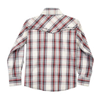 Boys cowboy hardware dark red button long sleeve western shirt back