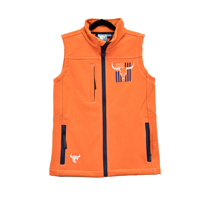 Boy's Orange "Skull Flag" Polyshell Vest from Cowboy Hardware