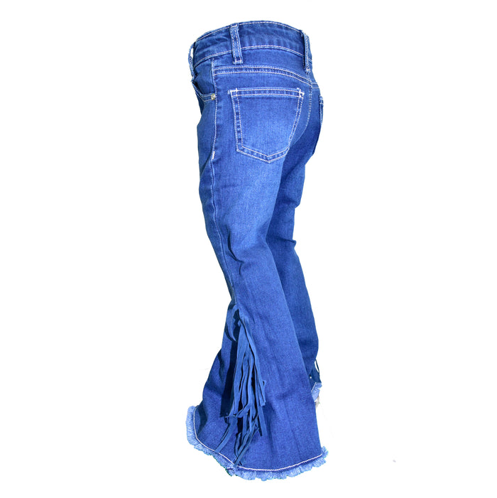 Infant Girls Medium Wash Side Fringe Bell Bottom Jeans from Cowgirl Hardware