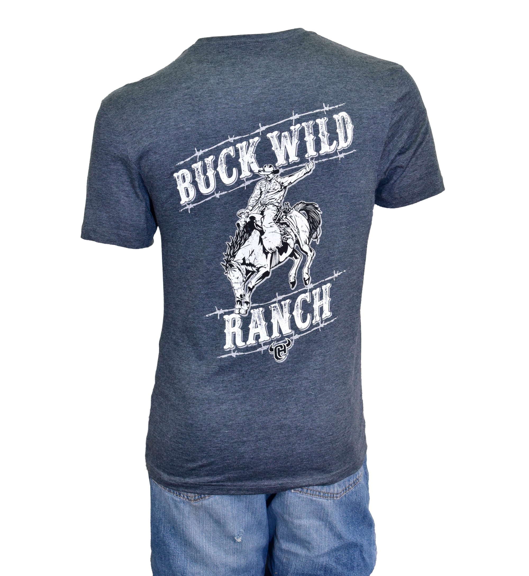 Men's Cowboy Hardware Dark Grey Buck Wild Ranch Short Sleeve Tee