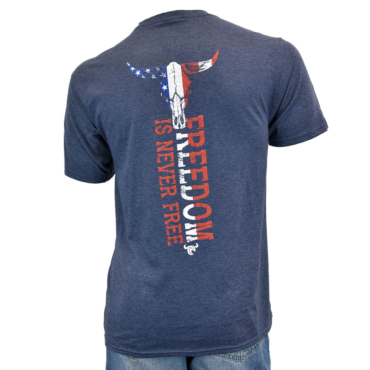 Men's Cowboy Hardware Heather Navy Freedom Is Never Free Short Sleeve Tee