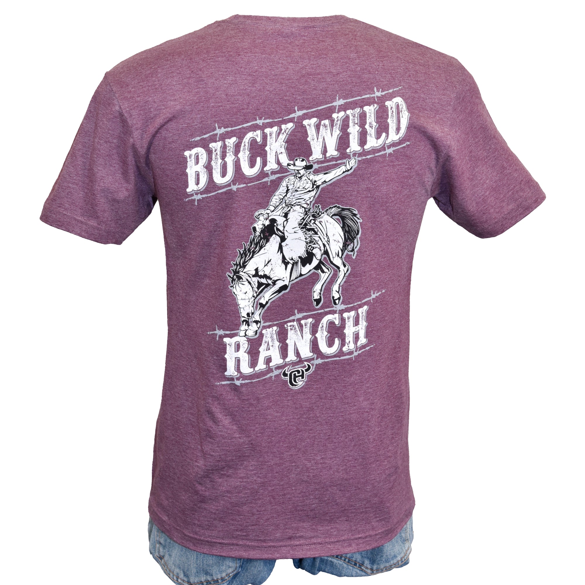 Men's Cowboy Hardware Maroon Buck Wild Ranch Short Sleeve Tee