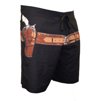 Men's Gun Belt Design Black Board Shorts from Cowboy Hardware