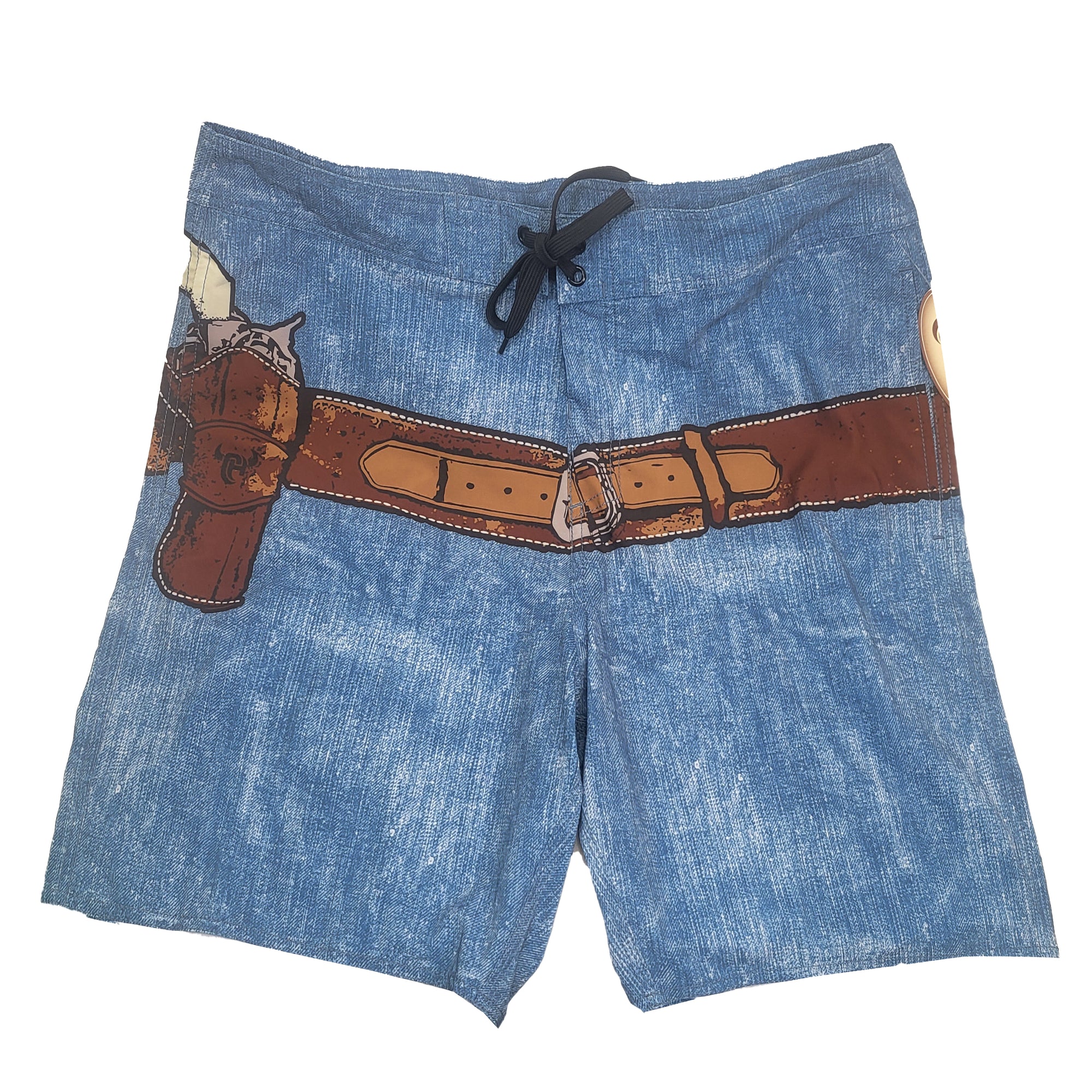 Men's Gun Belt Design Denim Board Shorts from Cowboy Hardware