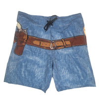 Men's Gun Belt Design Denim Board Shorts from Cowboy Hardware