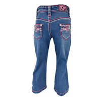 Toddler Medium WashFaux Flap Vine Paisley Medium Wash With Pink Jeans from Cowgirl Hardware
