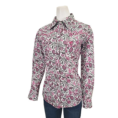 Women's CH White "Floral Pattern" Long Sleeve Western Shirt