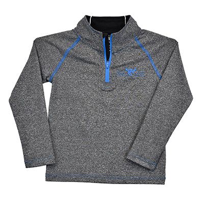 Boys Quarter Zip Sports knit Heather Black and Royal Blue from Cowboy Hardware