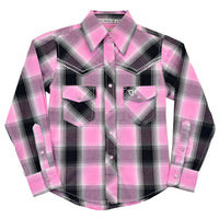 Girl's Cowgirl Hardware Hombre Plaid Long Sleeve Western Shirt in Pink from Cowgirl Hardware