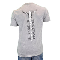 Men's Freedom Is Never Free Athletic Heather S/S Tee from Cowboy Hardware (back view)
