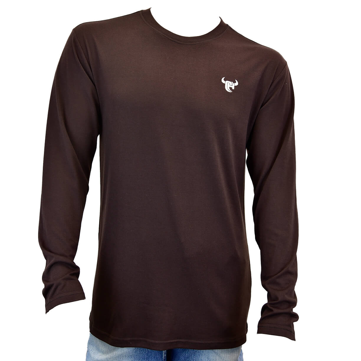 Men's Logo-CH Premium  Brown L/S Tee from Cowboy Hardware