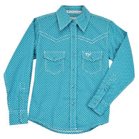 Infant and Toddler Girl's Cowgirl Hardware Dark Turquoise Donut Long Sleeve Shirt