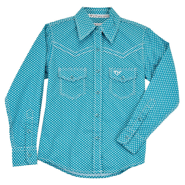 Infant and Toddler Girl's Dark Turquoise Donut Long Sleeve Shirt