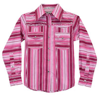 Infant and Toddler Girl's Cowgirl Hardware Pink Blended Serape Long Sleeve Print Shirt