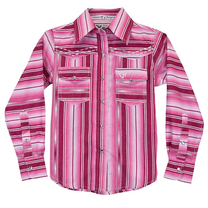 Infant and Toddler Girl's Cowgirl Hardware Pink Blended Serape Long Sleeve Print Shirt