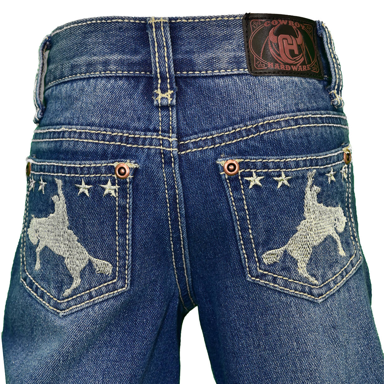 Infant/Toddler Boy's Star Bronc Embroidered Medium Wash Jean from Cowboy Hardware