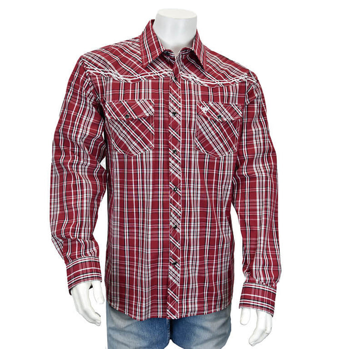 Men's Cowboy Hardware Brick Austin Long Sleeve Plaid Shirt