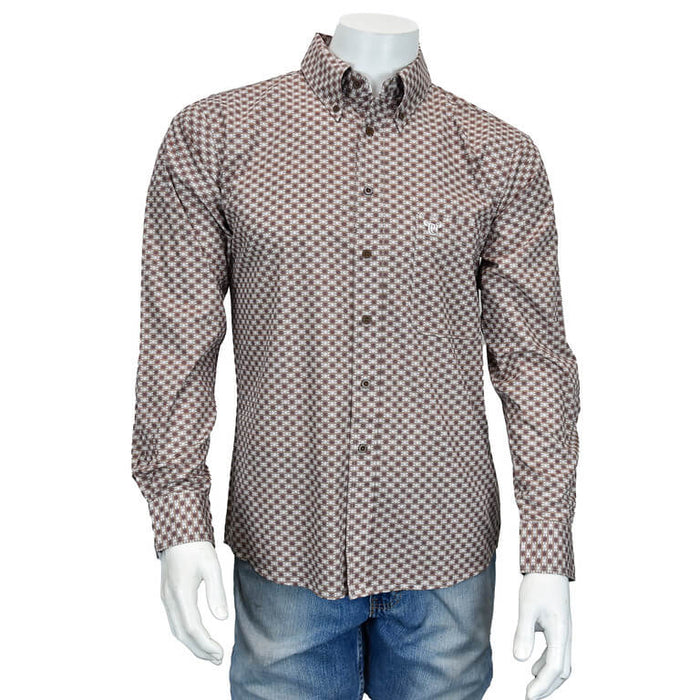 Men's Cowboy Hardware Brown Rolodex Long Sleeve Print w/buttons